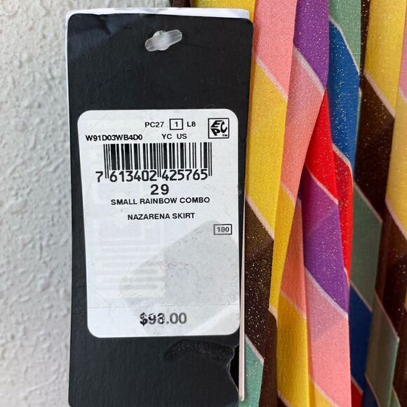 NWT Guess Rainbow Pleated Nazarene Skirt Size 29 - Picture 6 of 9